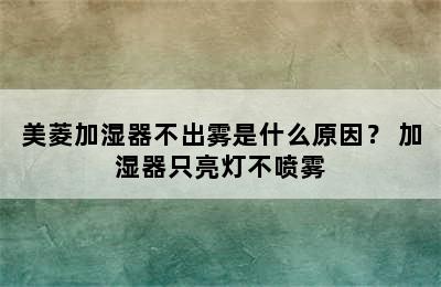 美菱加湿器不出雾是什么原因？ 加湿器只亮灯不喷雾